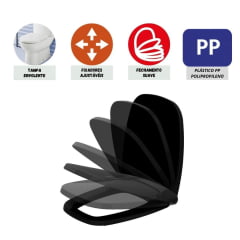 Assento Sanitário Preto Soft Close Deca Flex Celite Like