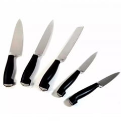 Kit facas 5 peças suporte madeira elegance kitchen Mundial