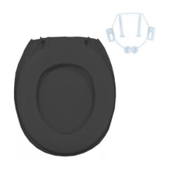 Assento sanitário almofadado plus preto convencional plástico