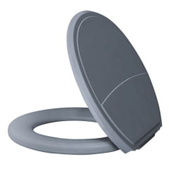 Assento oval universal tampa sanitaria plastico slim cinza escuro
