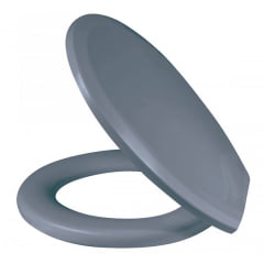 Assento sanitário almofadado oval universal convencional plus cinza escuro.