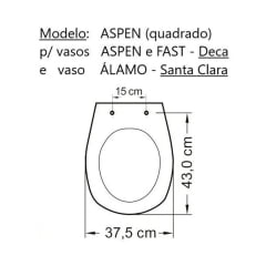 Assento sanitário Deca Aspen/Fast e Santa Clara Álamo gelo soft close polipropileno