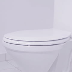 Assento sanitário Universal Oval Luxo branco convencional resina termofixo