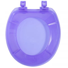 Assento sanitário Universal Oval Solution azul cristal soft close polipropileno